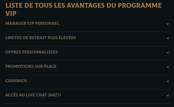 Avantages du programme VIP