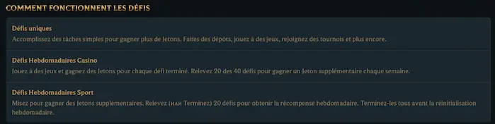 Comment fonctionnent les défis ?