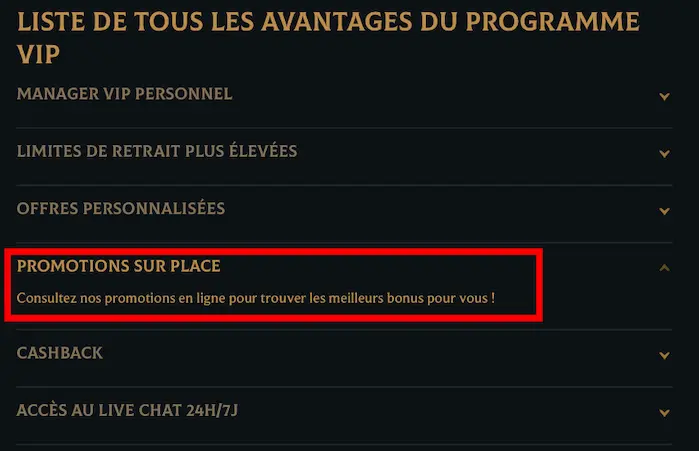 Promotions sur place