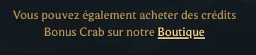 Bonus Crab et Boutique Talismania