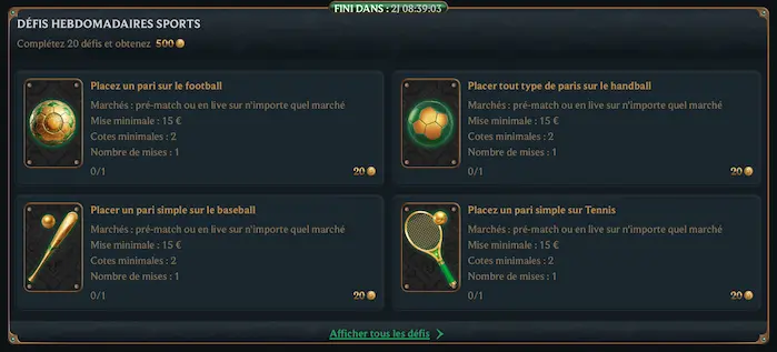 Défis hebdomadaires sport