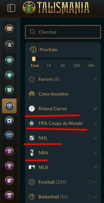 Sports et compétitions mis en avant